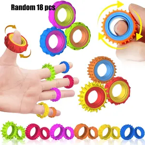 18-piece set of fingertip spinner sensory rings, tactile stress relief calming accessory, focus tool, classroom reward, small Christmas stocking stuffer
