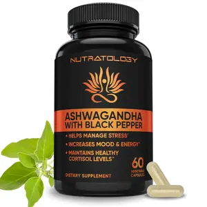 Organic Ashwagandha + Black Pepper Dietary Supplement | Helps Manage Stress* | Increases Mood & Energy | Vegan, Non-GMO, Gluten Free, Made in the USA