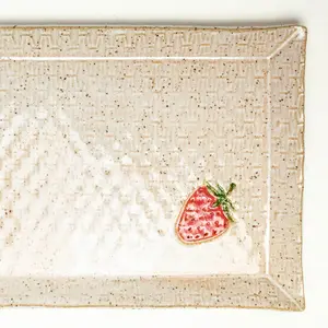 Strawberry on White Stoneware Rectangular 10" Platter