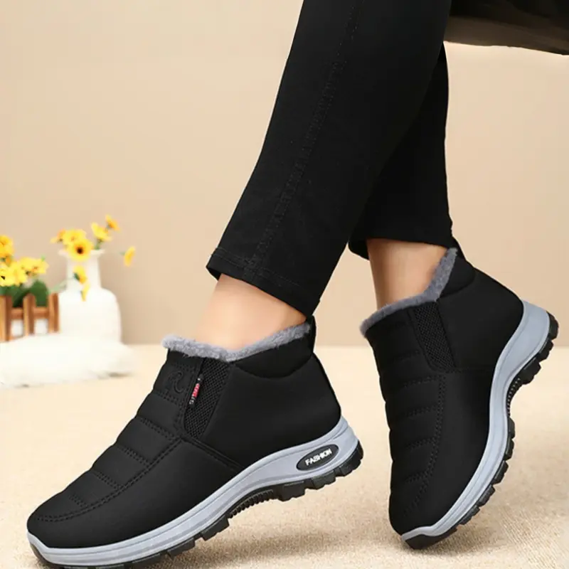 Women's Self-Adhesive Thickened Warm Lining Snow Boots, Outdoor Casual Sports Design, Soft Sole Comfortable Shoes, Insulated Winter Footwear