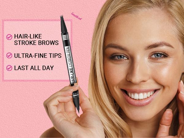 iMethod Eyebrow Pencil, Hair-like Eyebrow Pen, 2-in-1 Waterproof Brow Pen with 4 Tip, with Dual-ended Eyebrow Brush, Cosmetic