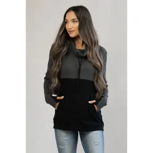 Nursing Sweatshirt Pullover - Colorblock Dark Gray