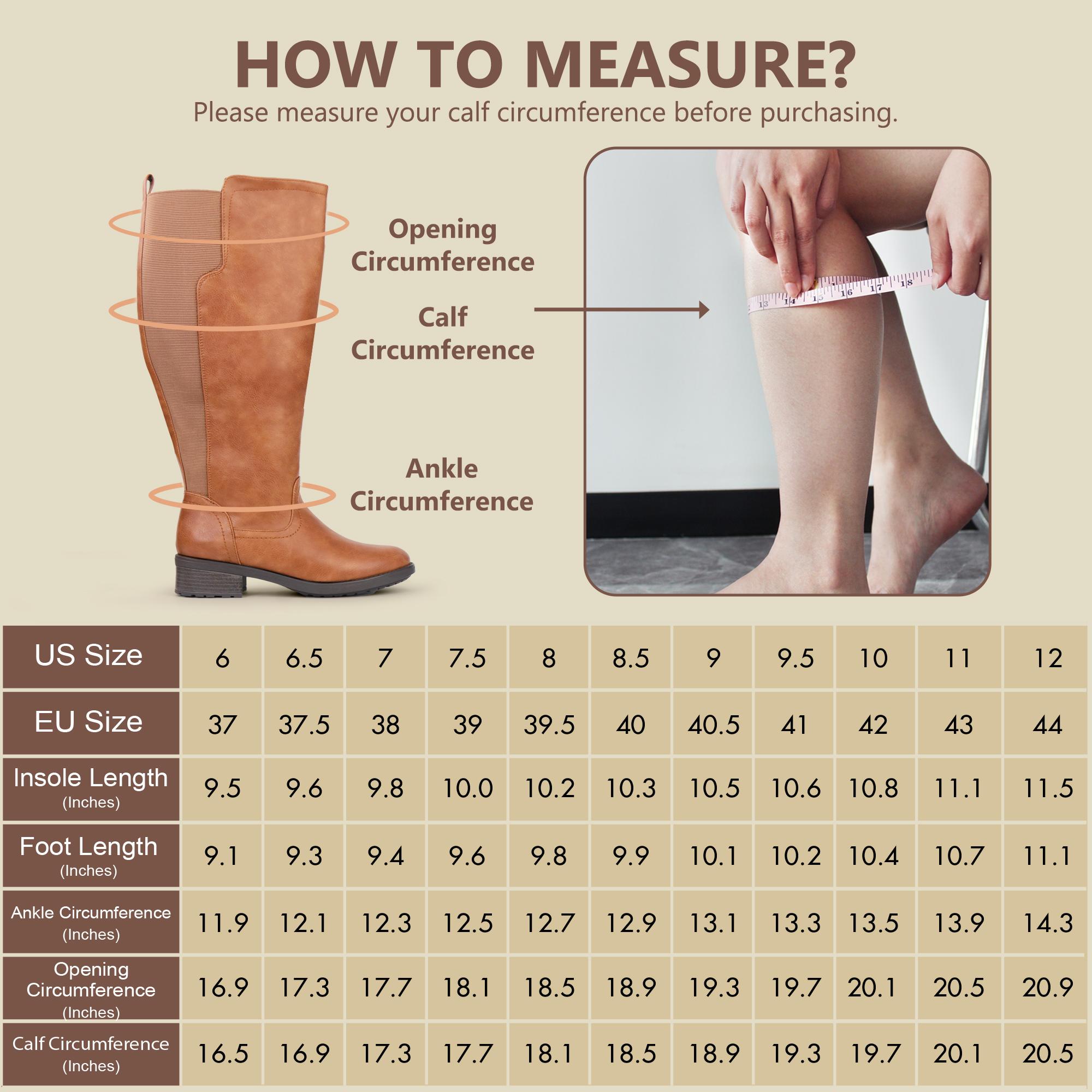 Women's Extra Wide Calf Knee High Boots with Side Zipper and Stretch Panel