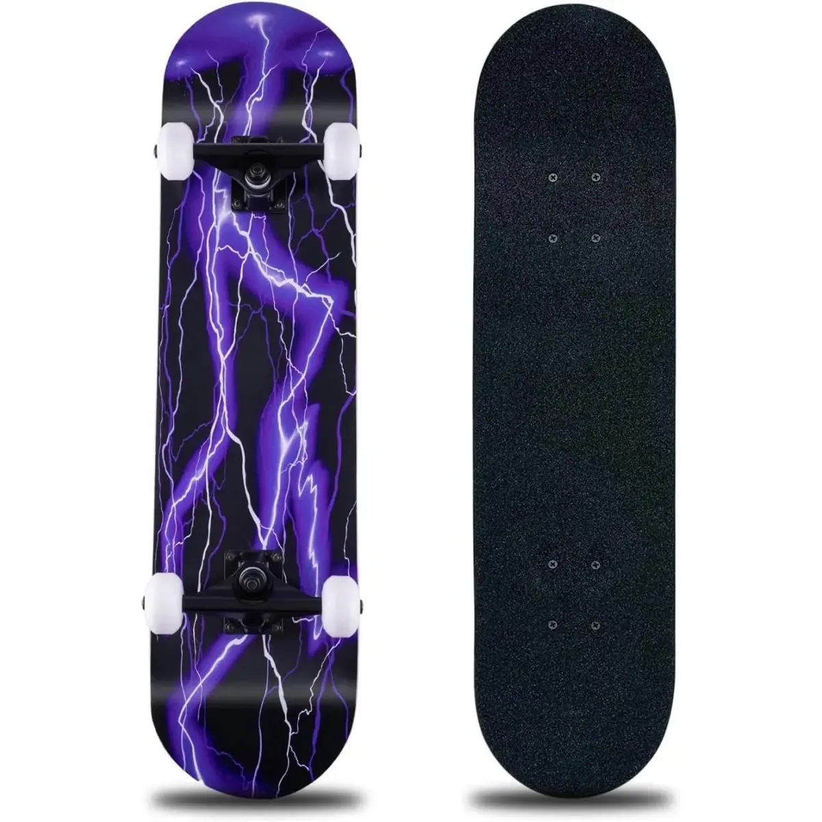 Skateboard,31 x 8 Inch Complete Skateboard, 8-Layer Maple Wood Deck Double Kick Standard Skateboards for Kids, Teens, Adult, Beginner