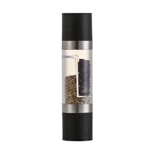 Double-Ended Manual Pepper Grinder, Stainless Steel Spice Mill, Kitchen Seasoning Bottle for Black Pepper and Sichuan Pepper