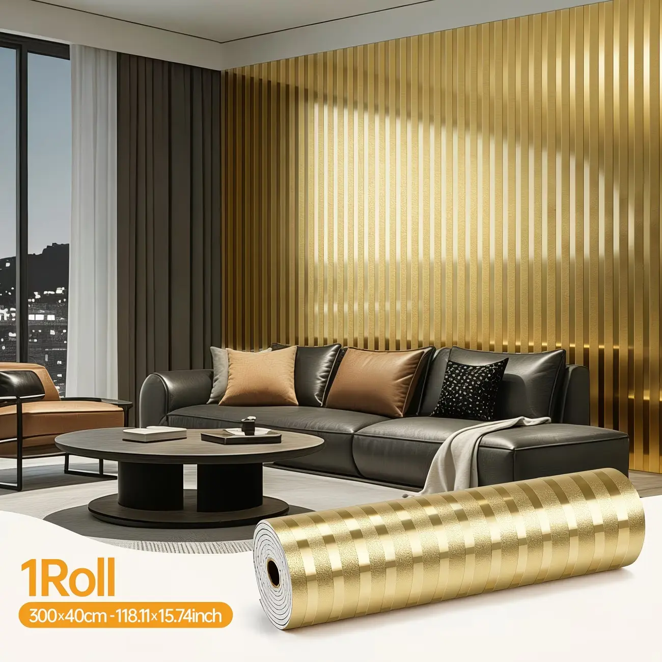 Metallic Peel and Stick Wall Panels – Waterproof Self-Adhesive Removable Metal Texture Film, Luxurious Brushed Finish for Kitchen Backsplash, Bathroom Vanity, Living Room Accent Walls, Floor, and Office Renovation