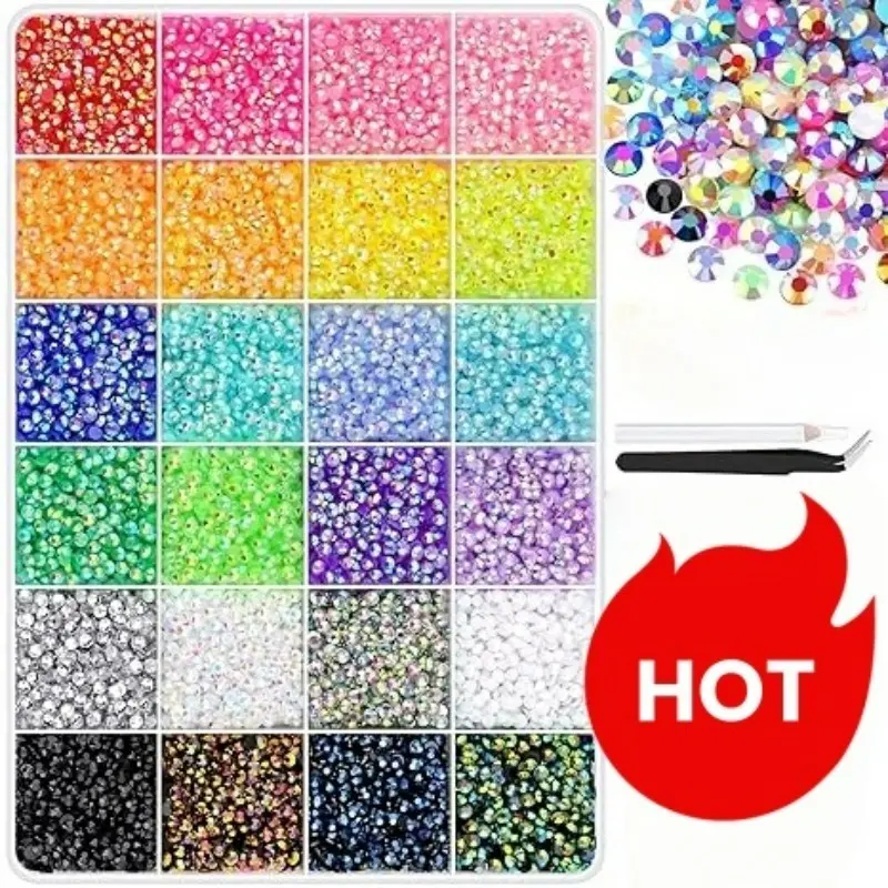 1 box of decorative resin crystals, 3mm colored gemstone flat-backed crystals for handcrafting, crystals for DIY creative clothing, water cups, mugs, shoes, fabric decoration, and nail art, beads for crafts, DIY Beading, Beads, Beads and Accessories