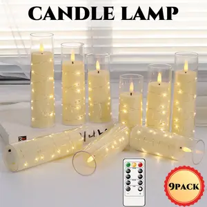 9 Pack Candle Lights with Remote Control Function,  Flameless Battery-Powered Electronic lights, Home Decor,  Atmosphere Items, Event Accessories