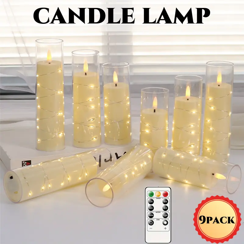 9 Pack Candle Lights with Remote Control Function,  Flameless Battery-Powered Electronic lights, Home Decor,  Atmosphere Items, Event Accessories