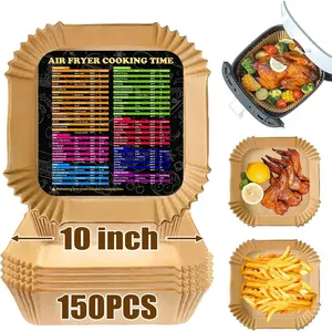 Air Fryer Disposable Paper Liner Square 10 Inch, 150PCS Large Air Fryer Parchment Paper Liners, Non-stick Air Fryer Paper Pads, Baking Paper Oil Resistant, Waterproof for Baking Roasting Microwave