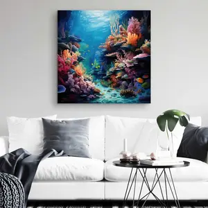 Conscious Sales C1RC3232M92ZDH 32 x 32 in. Coral - Orange Canvas Art - Vibrant Wall Decor