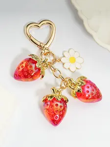 Sweet  stylish  simple and exquisite strawberry accessories pendants, niche design  personality versatile sense of three-dimensional versatile lanyard key chain,   suitable for daily bag matching, shopping and dating.