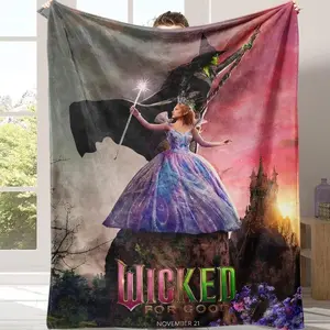 Countdown Sale Wicked For Good Movie Poster Flannel Blanke tweighted blanket Featuring Glinda and Elphaba Against a Magical Oz Backdrop Soft Cozy Ideal for Musical Fans Suitable for use in offices sofas, and travel settings