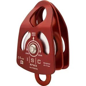 ISC Medium Double Prussik Pulley, Heavy-Duty Aluminum Climbing Pulley with Fully Load-Rated Becket and Roller Bearings