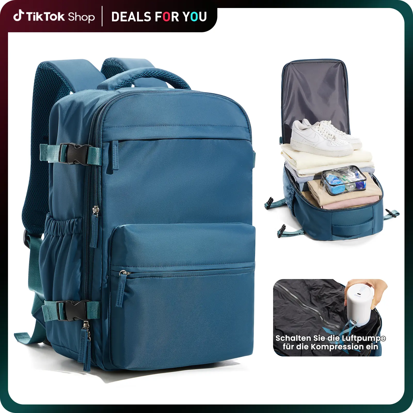 Coowoz Unisex Adults' Carry On Vacuum Backpack - Large Airplane Travel Bag with Shoe Compartment, College Travel Computer Backpack for Airplane Trips