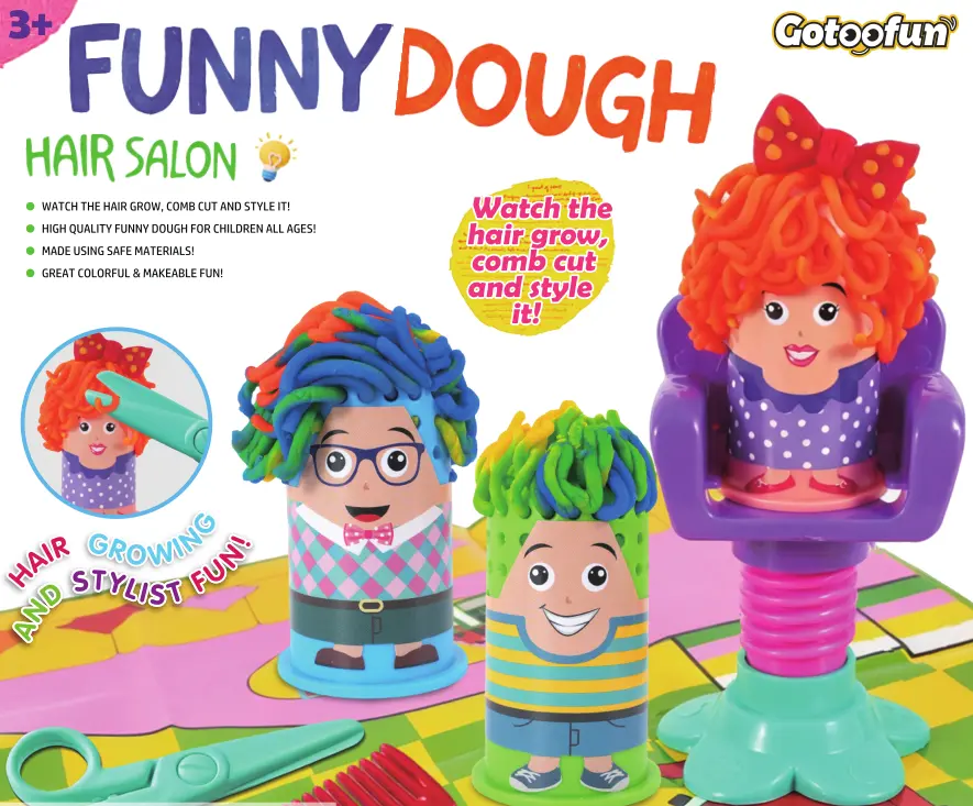 Kids Funny Dough Hair Salon Modeling Clay Kit - Safe Non-Toxic Playdough Set for Ages 3+, Creative DIY Hair Styling Pretend Play Toy with Tools, Educational Arts & Crafts Gift for Preschoolers