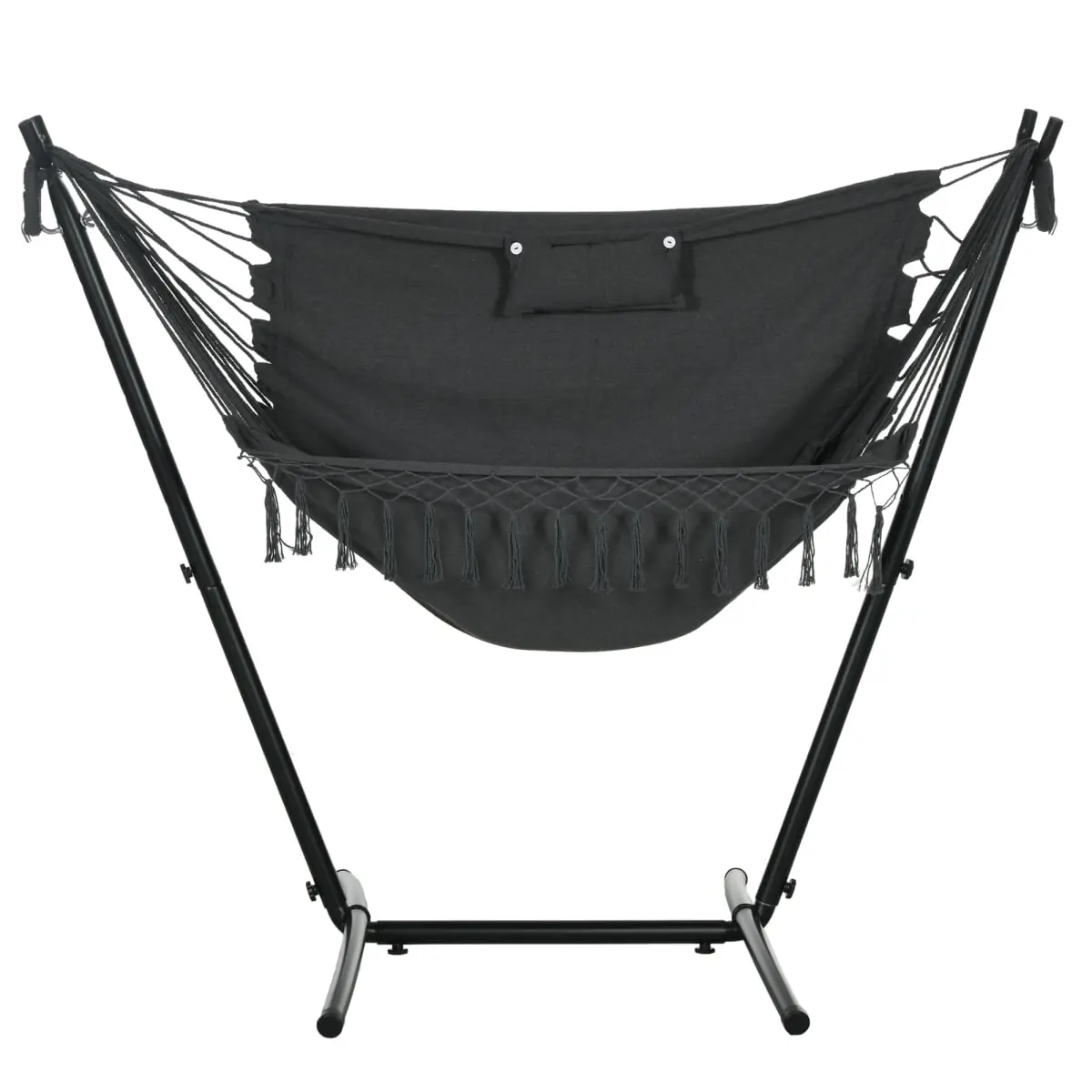 212 Main 84A-328V00CG Outsunny Patio Hammock Chair with Stand, Outdoor Hammock Swing Hanging Lounge Chair with Side Pocket & Headrest, Dark Gray