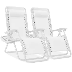 Best Choice Products Set of 2 Zero Gravity Lounge Chair Recliners for Patio, Pool w/ Cup Holder Tray