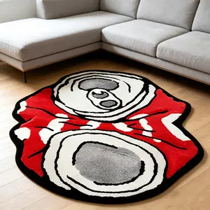 Creative Crushed Soda Can Shaped Rug, Cool Fun Living Room Bedroom Non-Slip Bedside Mat, Weird Decor Foot Pad, Stain Resistant Easy Care