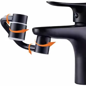 1080° Swivel Faucet Extender,360° Faucet Aerator- 2 Spray Modes,Brass Materials,Faucet Extender for Kitchen Sink and  Bathroom Sink, Aerator For Sink Faucet,Durable and Stylish in  Black(Black)