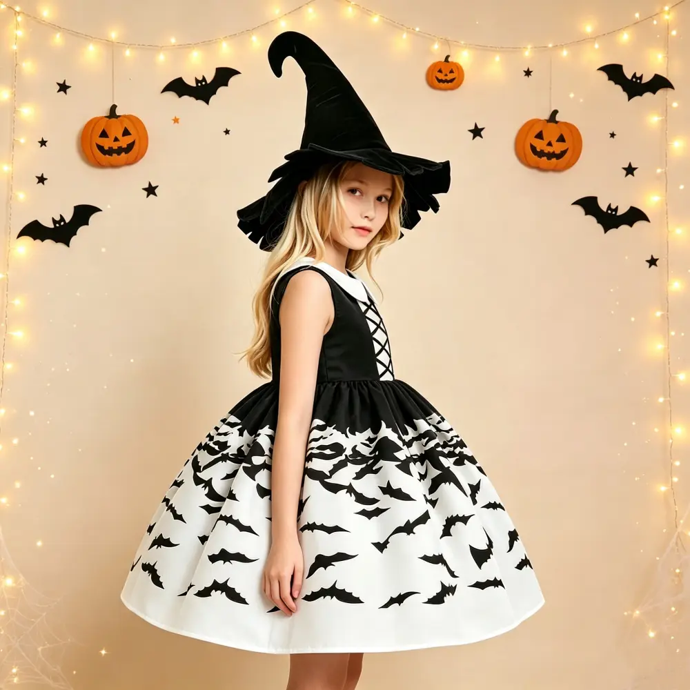 021 ( Only dress ) Halloween girl dress pumpkin costume makeup show dress