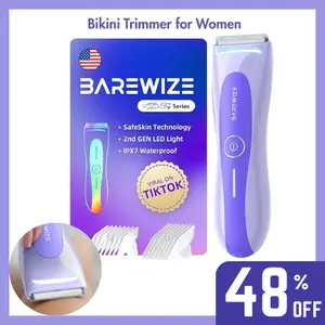 BAREWlZE Bikini Trimmer for Women, Pubic Hair Trimmer with LED Light, IPX7 Waterproof, USB-C Rechargeable, Replaceable Ceramic Blade, Electric Razors for Women, Electric Body Hair Shaver, TikTokShopHolidayHaul