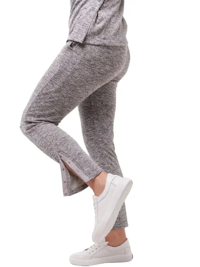 Sparkies Viscose/Poly Adaptive Activewear Pants Silver with Ankle Opening On Snaps for Recovery, Immobility, Asisstred Dressing