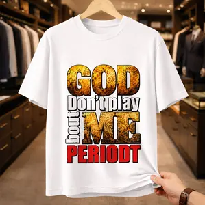 God Don't Play Bout Me Periodt Graphic Tee | Vintage Grunge Letter Print White T-Shirt | Trendy Streetwear Casual Short Sleeve O-Neck Top Unisex