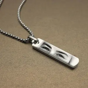 Peonalized Eyes Engraved Customized Picture Necklace