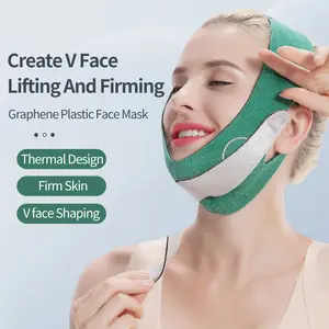 Graphene Heating V-Lift Mask Jawline Sculpting Mask V-Shaped Face Contour Mask Breathable Ice-Silk Fabric & Graphene Double Chin Eliminator for All Face Shapes