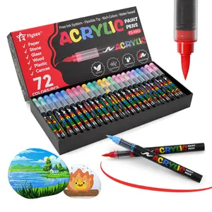 Acrylic Paint Marker Pen Set, 27pcs/set Acrylic Art Kit Acrylic Painting Pen Drawing Art Supplies, Automatic Ink Control Acrylic Paint, Rich Colors, Colour Can Be Stacked, Acrylic Markers, Art Materials