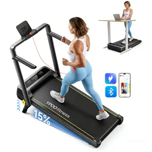 【Easter ideas】YPOO 15% Incline Treadmill with Side Handrails,  Foldable Treadmill Low-Noise Motor Walking Pad Home Workout Walking Pad for Cardio Routine, Gift for family Cozy CardioCompact Quiet Treadmill for Apartment Fitness home gym SpringStatements