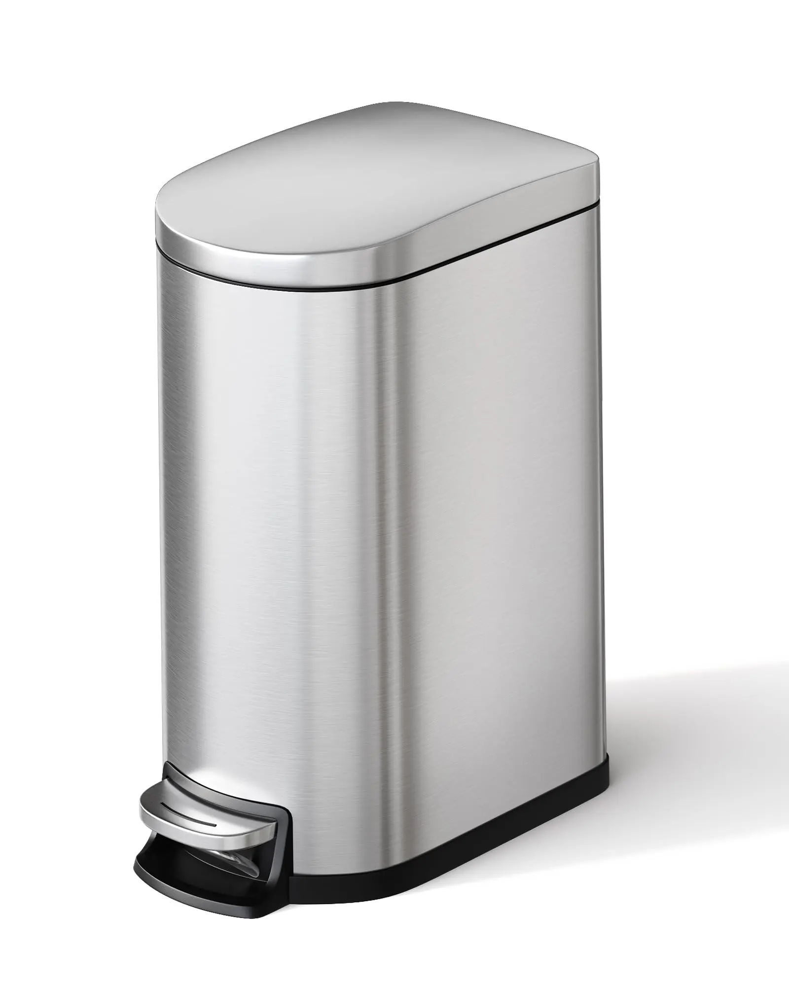 Garvee 6L(1.6 Gallon) Step-on Trash Can Slim Metal Kitchen Garbage Bin with Lid & Inner Bucket White Rustproof Design Soft-Close Lid & Rear Handle for Easy Use