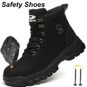 Safety protective Shoes Men for Work Steel Toe Boots Industrial Boots Protection for the Smash-Proof Waterproof anti piercing shoes construction
