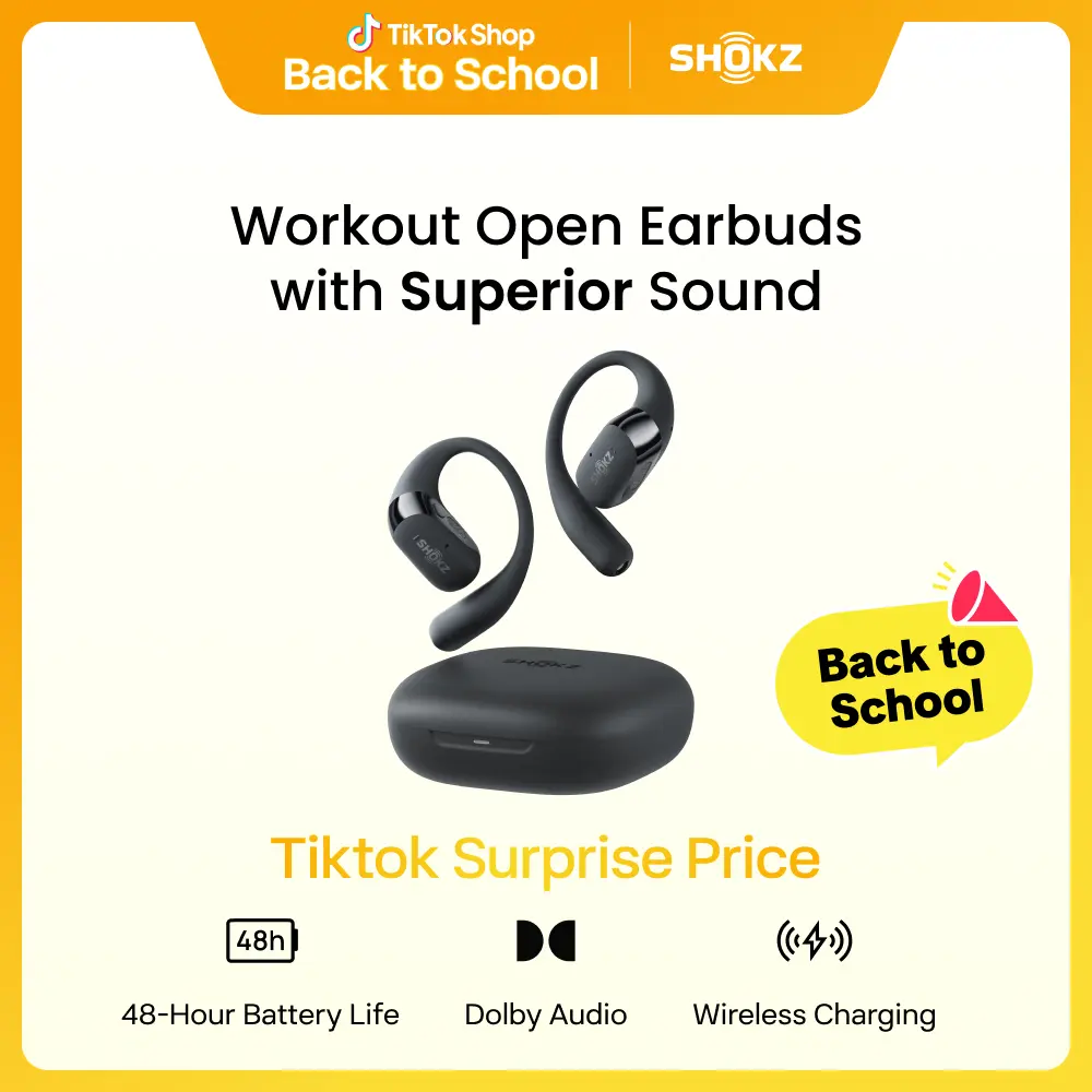 SHOKZ New OpenFit 2+ Open-Ear Bluetooth Headphones, Dolby Audio Enabled, Soft Ear Hooks for Comfort, 48H Playtime, IP55 Water-Resistant, USB-C Fast Charging, Wireless Charging, Dynamic Driver, Call Control, Find My Earbuds for Outdoor Activities, Headphon