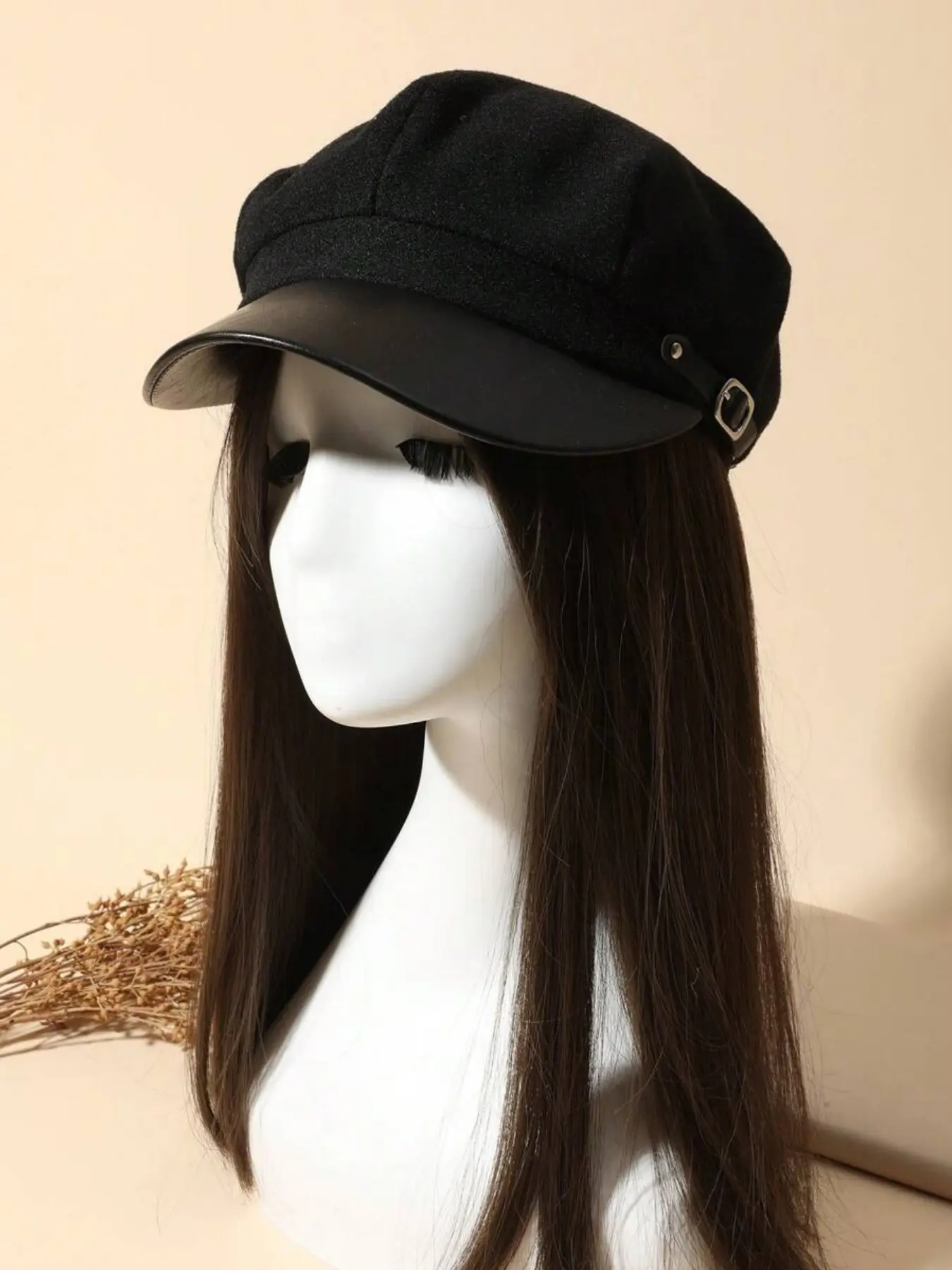 Versatile Fashion Casual Vintage Octagonal Hat, PU Leather Beret, Y2K Metal Buckle Design, Perfect for Parties & Photography