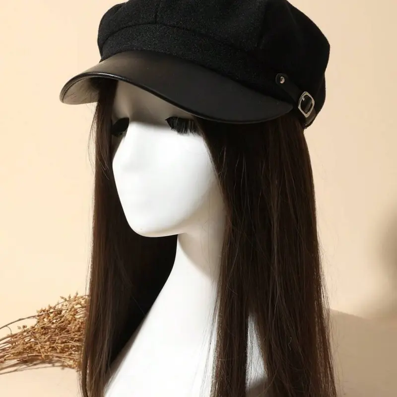 Versatile Fashion Vintage Octagonal Hat, PU Leather Cap with Y2K Metal Buckle Design, Ideal for Parties, Photography and Daily Wear, Cool Hat