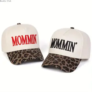 MOMMIN Unisex Embroidered Leopard Patchwork Baseball Cap Adjustable Sun Protection Hat for Men Women Lightweight Breathable Summer Travel Beach Vacation with Rhinestone Accent