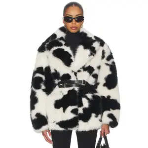 AFRM Livingston Faux Fur Jacket in Cattle Print Fur