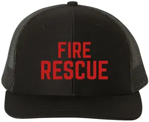 Fire Rescue Embroidered Trucker Hat Firefighter First Responder Mesh Back Snapback Baseball Cap