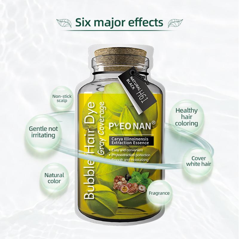 PYEONAN Unisex Bubble Hair Dye, Black or Dark Brown with Herbal Ingredients, No Bleaching, Ammonia-Free, 10 Bags Hair Color 5.6 Oz./160g Haircare Coloring, Springtok