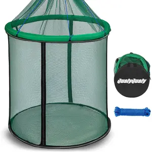 Floating Fish Basket 41/73 Gallons Extra Large for Live Caught, Fully Foldable Fishing Net Holder for Bait Live Well Collapsible Mesh Fishing Holder Cage