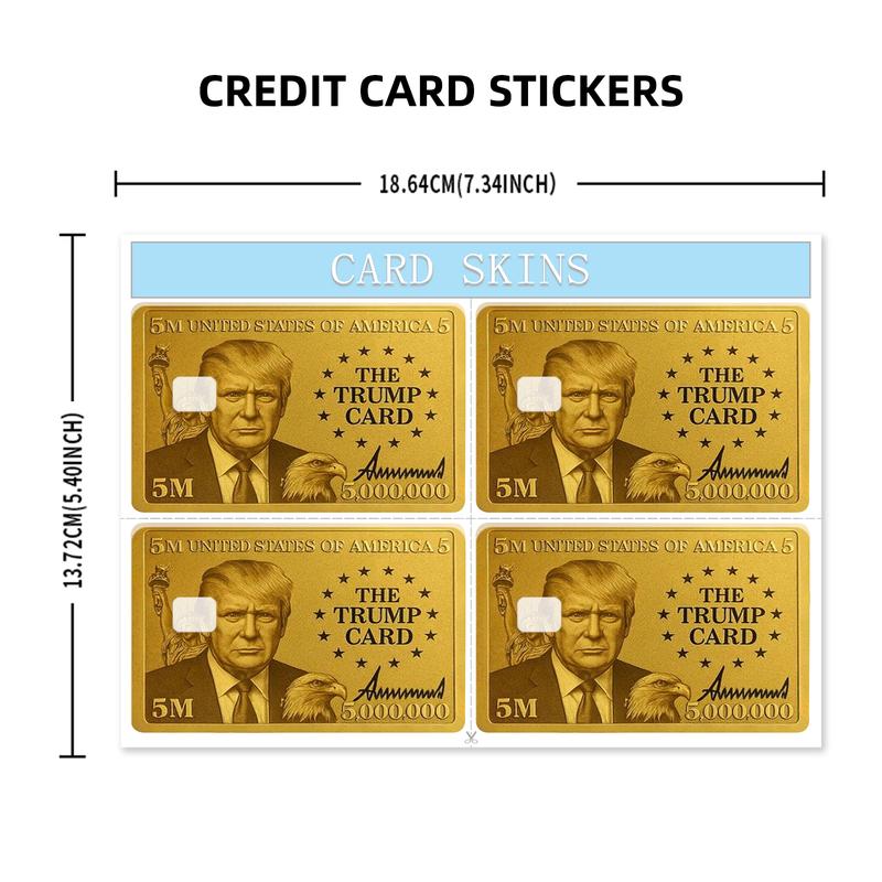 Trump 5 Million Dollar Gold Card - Card Stickers - 4 Card Skins for Credit, Debit & Other Cards - Air Release Channels, No Impact on Card Use