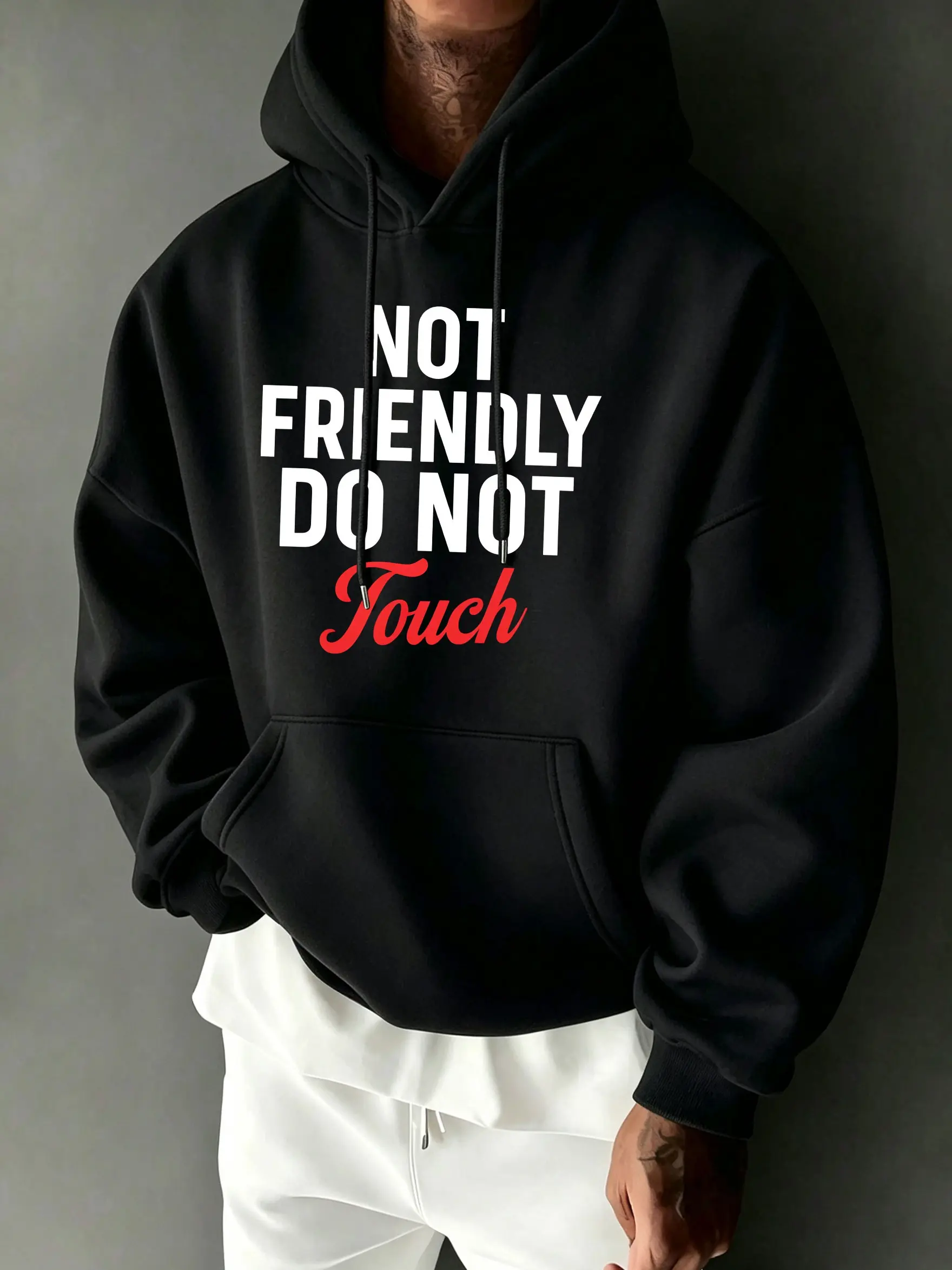 Not Friendly quirky slogan oversized long-sleeve sweatshirt with chest print, unisex