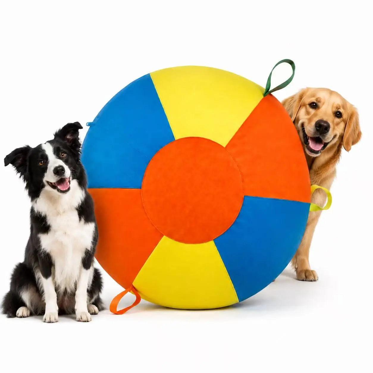 ZEELA Upgraded 22" Heavy Duty Dog Herding Ball with 6 Easy-Grip Grab Tabs — Dogs Can Bite, Tug & Drag | Double-Layer Reinforced Stitching, Thickened Bladder, Ultra-Durable Cover | Quick Inflate Outdoor & Water Play Interactive Toy,  Gift for Dogs