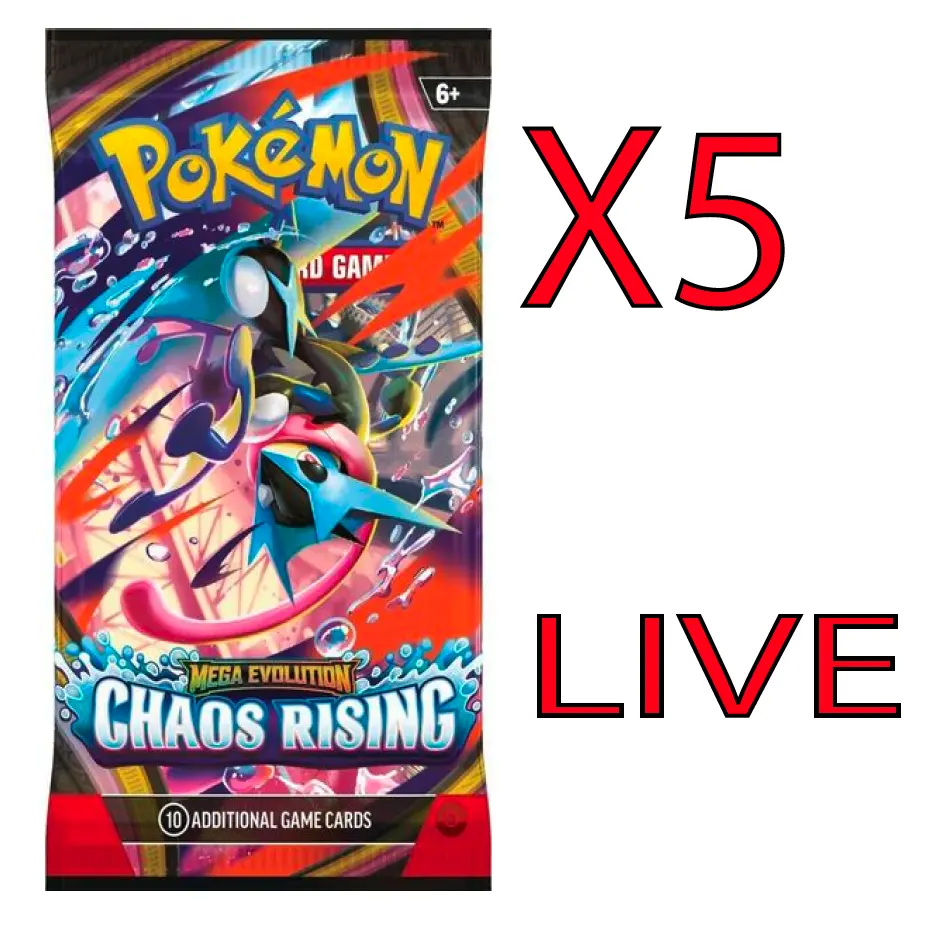 LIVE Chaos Rising - 5 Packs (10 Cards Per Pack) *THIS PRODUCT IS OPENED LIVE*