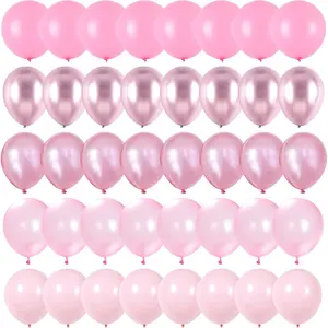 Balloons Set, 60 Packs 12 Inch Metallic Chrome   Macaron Light  Different Shades Balloons for Girl Women Birthday Decorations, Wedding, Christening,  Shower Party