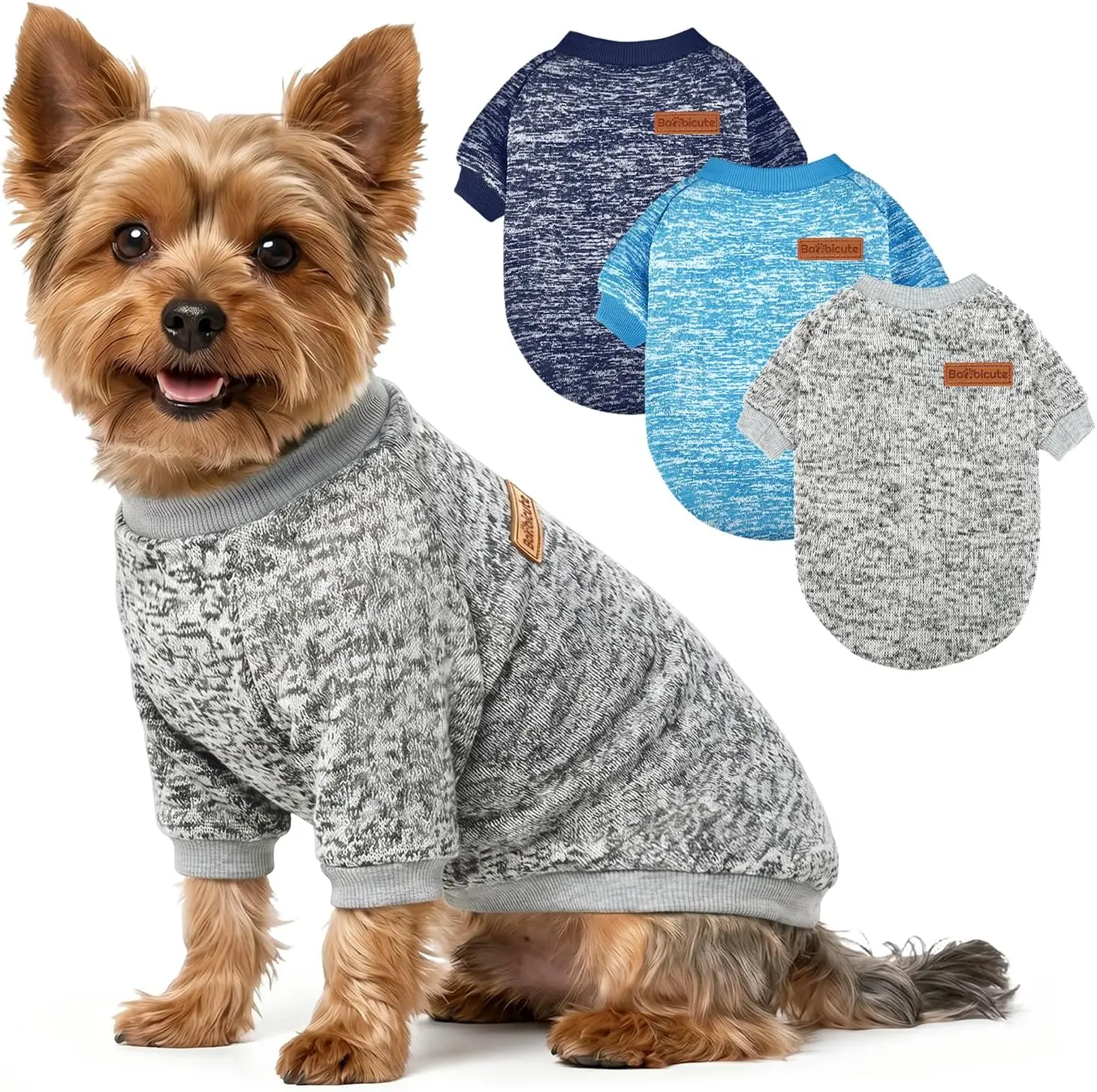 BAOBICUTE 3-Pack Fleece Sweaters for Small Pets, Warm Soft Winter Apparel for Dogs & Cats, Suitable for Girls, Boys, Running & Wedding Scenarios