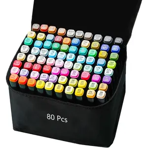80 Colors Alcohol Art Markers Dual Tip Drawing Coloring Markers for Kids Adults, Perfect for Coloring Painting, Ideal Gift for Boys Girls Students
