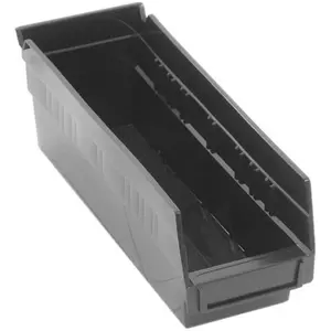 212 MAIN Quantum Storage Economy Rectangular Plastic Shelf Bin - Black, 11.62x4.12x4 in, Tough Heavy-Duty Home Organizer Storage Box